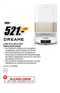 MediaMarkt L40s Pro Ultra Wit Robotstofzuiger aanbieding