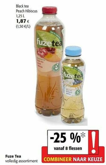 Colruyt Fuze tea black tea peach hibiscus aanbieding