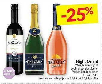Intermarché Night Orient Wijn, Schuimwijn Of Cocktail Zonder Alcohol aanbieding