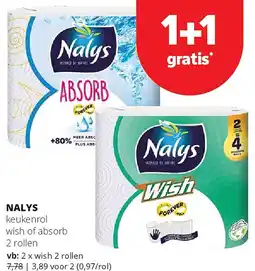 Spar NALYS keukenrol wish of absorb 2 rollen aanbieding