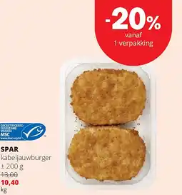 Spar SPAR kabeljauwburger ± aanbieding