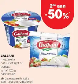 Spar GALBANI mozzarella natuur of light aanbieding