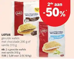 Spar LOTUS gevulde wafels met chocolade aanbieding