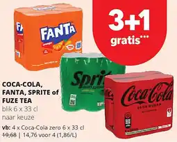 Spar COCA-COLA, FANTA, SPRITE of FUZE TEA aanbieding