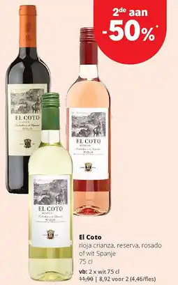 Spar El Coto rioja crianza, reserva, rosado of wit Spanje aanbieding
