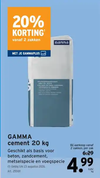 GAMMA Gamma cement aanbieding