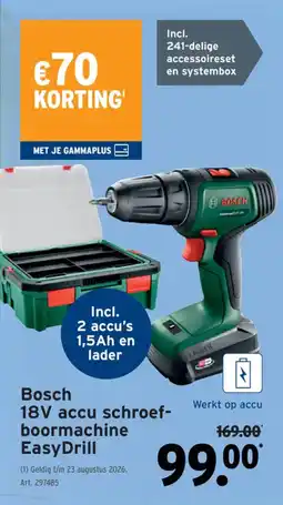GAMMA Bosch 18V accu schroef-boormachine easy drill aanbieding