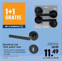GAMMA Deurkruk set York zwart inox aanbieding