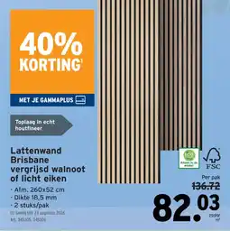 GAMMA Lattenwand Brisbane vergrijsd walnoot of licht eiken aanbieding