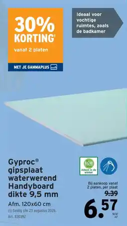 GAMMA Gyproc gipsplaat waterwerend Handyboard aanbieding