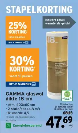 GAMMA Gamma glaswol aanbieding