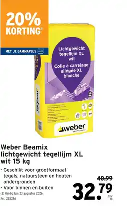 GAMMA Weber Beamix lichtgewicht tegellijm XL wit aanbieding