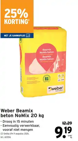 GAMMA Weber Beamix beton NoMix aanbieding