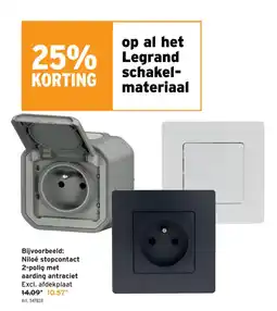 GAMMA Niloé stopcontact 2-polig met aarding antraciet aanbieding
