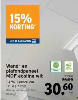GAMMA Wand en plafondpaneel MDF ecoline wit aanbieding
