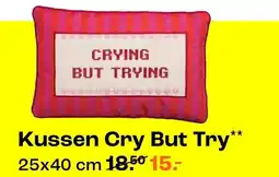 Kwantum Kussen Cry But Try aanbieding