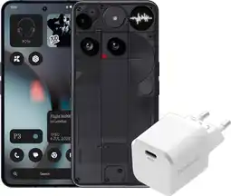 Coolblue Nothing Phone (3) 512GB Zwart 5G + BlueBuilt Oplader met Usb C Poort 45W Wit aanbieding