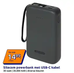 Action Sitecom powerbank met USB-C kabel aanbieding