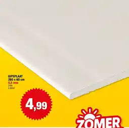 Hubo GIPSPLAAT 260 x 60 cm 9,5 mm aanbieding
