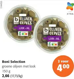 Colruyt Boni selection groene olijven met look aanbieding