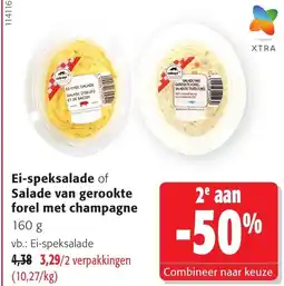 Colruyt Ei-speksalade of salade van gerookte forel met champagne aanbieding