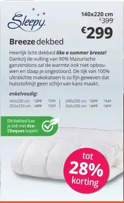 Sleepworld Breeze dekbed aanbieding