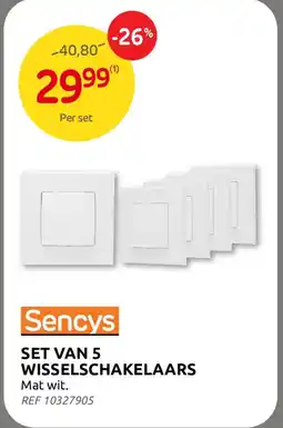 Brico Set van 5 Wisselschakelaars aanbieding