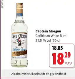 Colruyt Captain Morgan Caribbean White Rum 37,5 % vol aanbieding