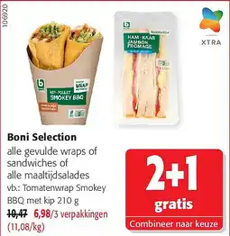 Colruyt Boni Selection Tomatenwrap Smokey BBQ met kip aanbieding