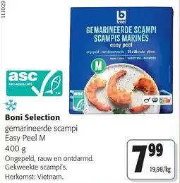 Colruyt Boni Selection gemarineerde scampi Easy Peel M aanbieding