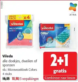 Colruyt Vileda Microvezeldoek Colors 4 stuks aanbieding