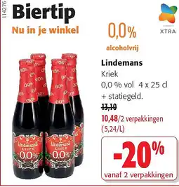 Colruyt Lindemans Kriek 0,0 % vol aanbieding