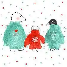 Krëfel Servietten 33x33cm 20Stuks Polar Friends aanbieding