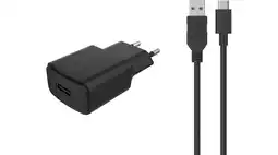 Krëfel USB netstroomlader 2,4 A + USB C-kabel - Zwart aanbieding