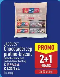 ALDI Jacques Chocoladereep Praliné-Biscuit aanbieding