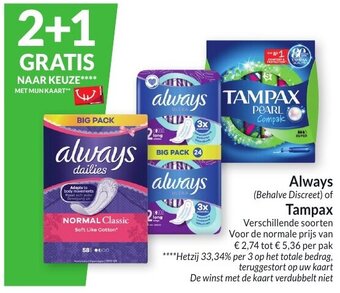 Intermarché Always Tampax aanbieding