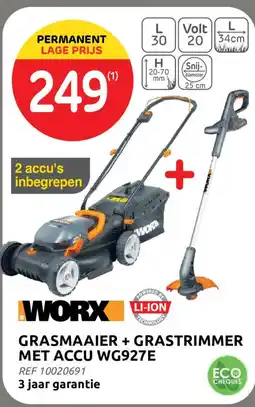 Brico Grasmaaier + grastrimmer met accu WG927E aanbieding