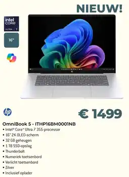 AUVA OmniBook 5 - ITHP16BM0001NB Intel® Core™ Ultra 7 355-processor aanbieding