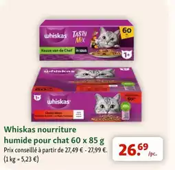 Maxi Zoo Whiskas nourriture humide pour chat 60 x 85 g aanbieding