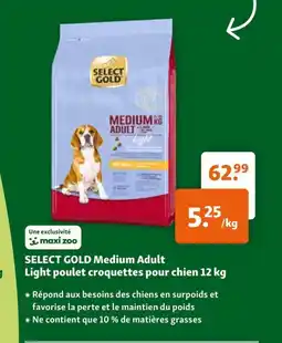 Maxi Zoo Select gold medium adult Light poulet croquettes pour chien 12 kg aanbieding