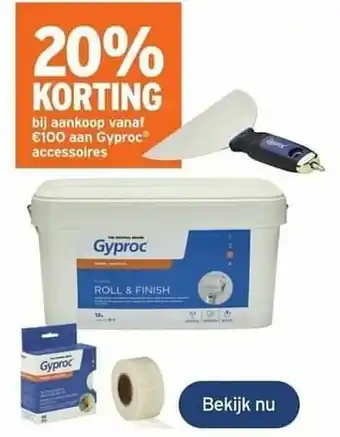 GAMMA 20% korting bij aankoop vanaf €100 aan gyproc accessoires aanbieding