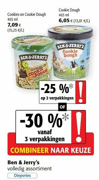 Colruyt Ben + jerry’s volledig assortiment aanbieding