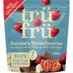 Albert Heijn Trü Frü Aardbei wit en melk chocolade aanbieding