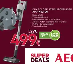 Elektro Van Assche Draadloze steelstofzuiger AP91AB21SW aanbieding