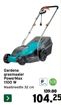 GAMMA Gardena grasmaaier PowerMax 1100 W aanbieding