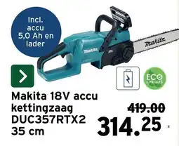 GAMMA Makita 18V accu kettingzaag DUC357RTX2 aanbieding