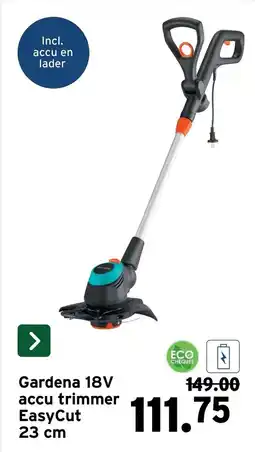 GAMMA Gardena 18V accu trimmer EasyCut aanbieding