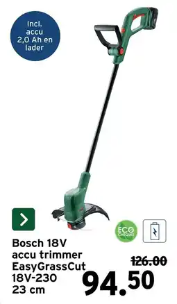GAMMA Bosch 18V accu trimmer EasyGrassCut 18V-230 aanbieding