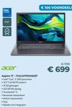 AUVA Aspire 17 - ITACA1751M5037 aanbieding