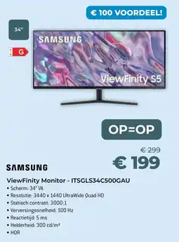 AUVA Samsung ViewFinity Monitor - ITSGLS34C500GAU aanbieding
